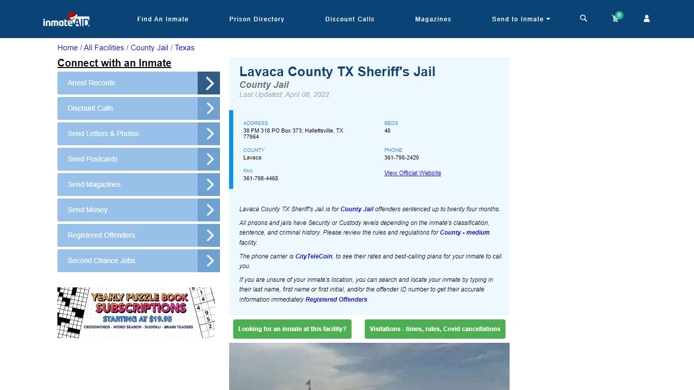Lavaca County TX Sheriff's Jail - Inmate Locator - Hallettsville, TX